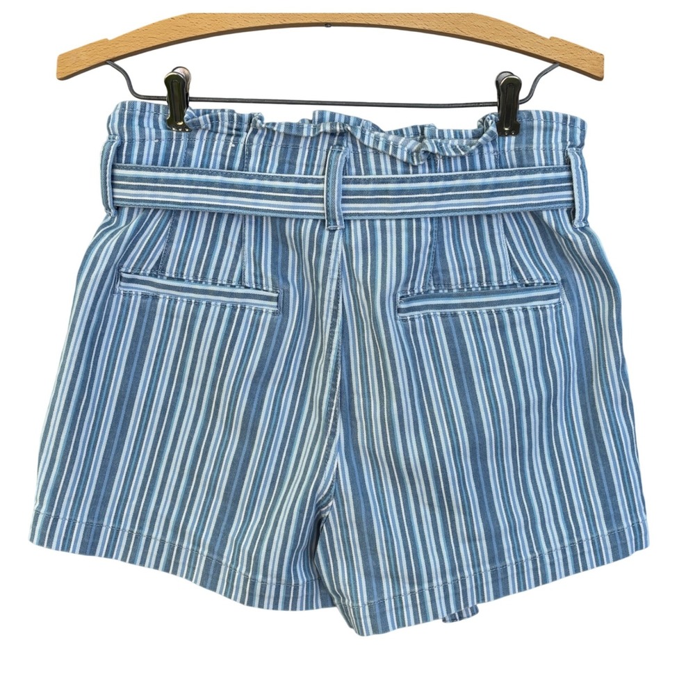 American Eagle Blue White Striped Paperbag Waist Shorts with Belt Size 6 - Picture 4 of 7